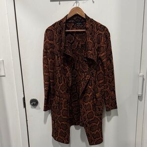 Angeleno Brown Snake Print Cape Sweater Jacket
